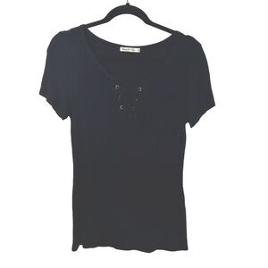 Black‎ ribbed womens blouse size large